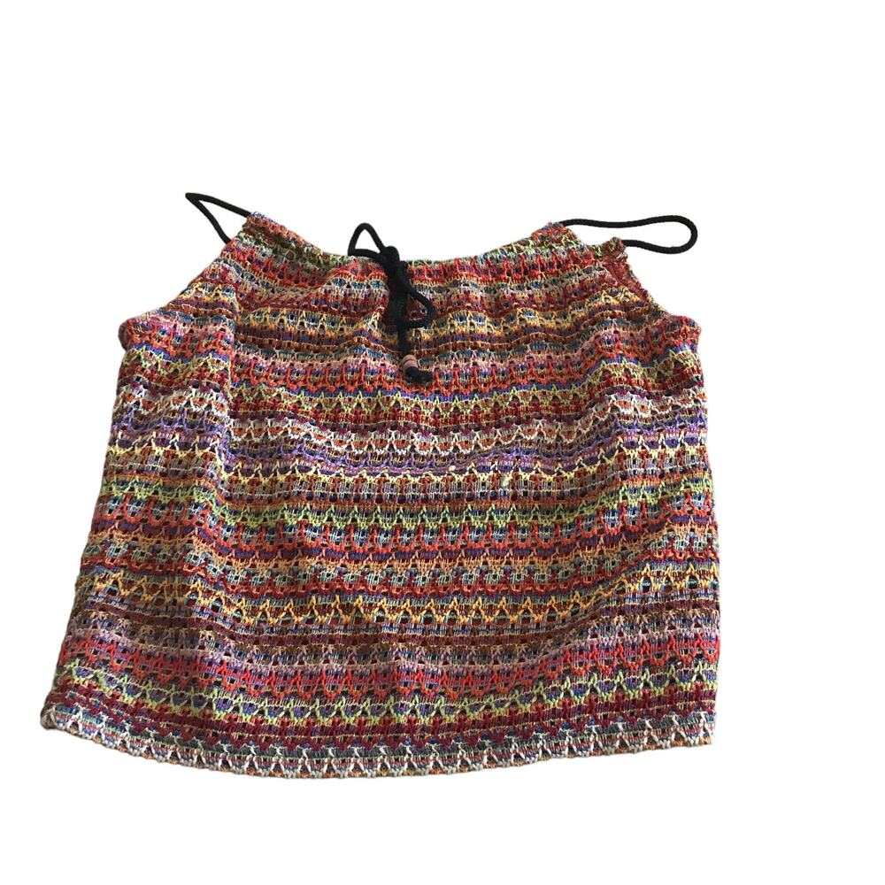 Vintage 90s Jalete Woven Tank Top Juniors L Multicolor Boho Festival Adjustable